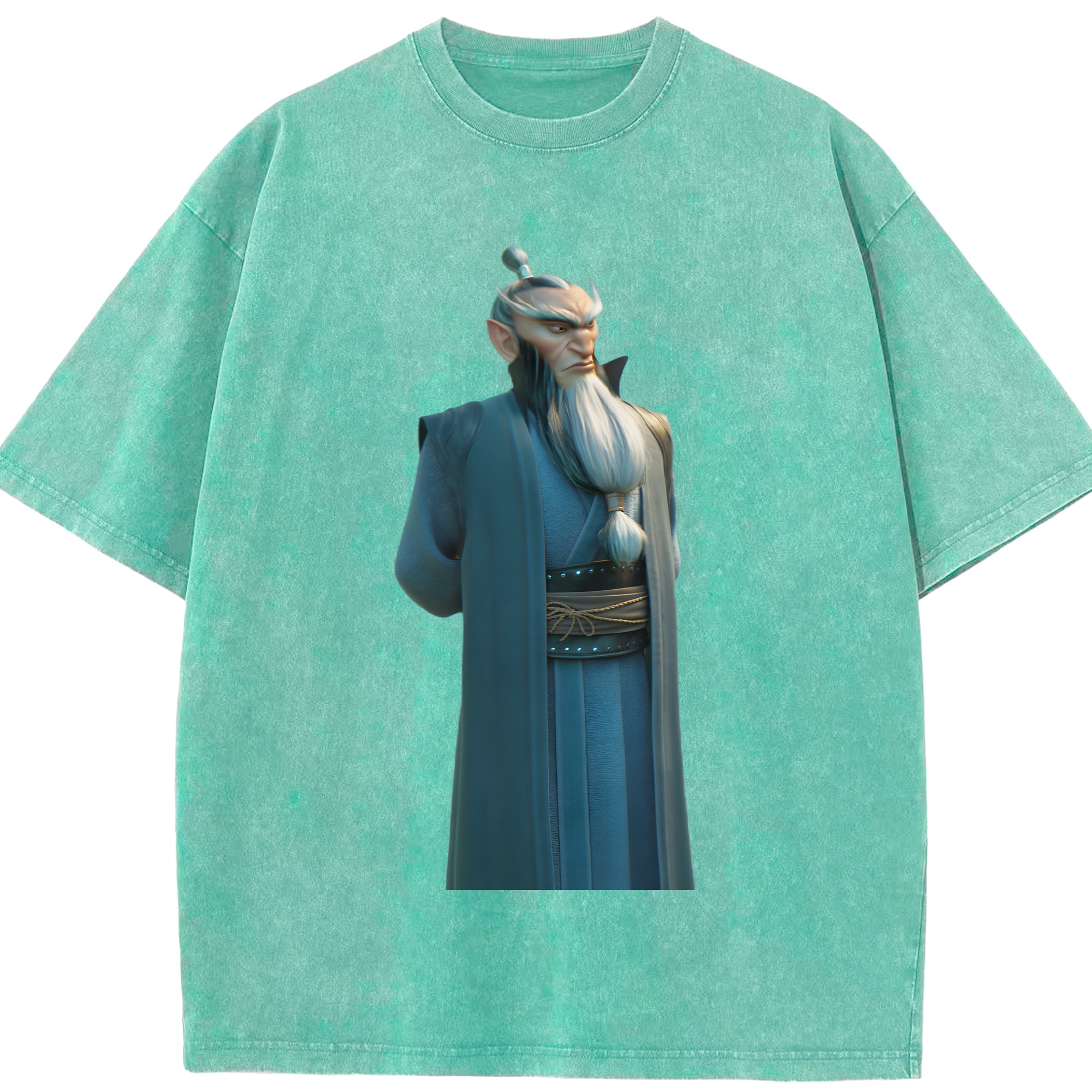 （画像用） Ne Zha 2 ナタ 魔童の大暴れ 綿100% ヴィンテージ風 半袖Tシャツ（フロントプリント）